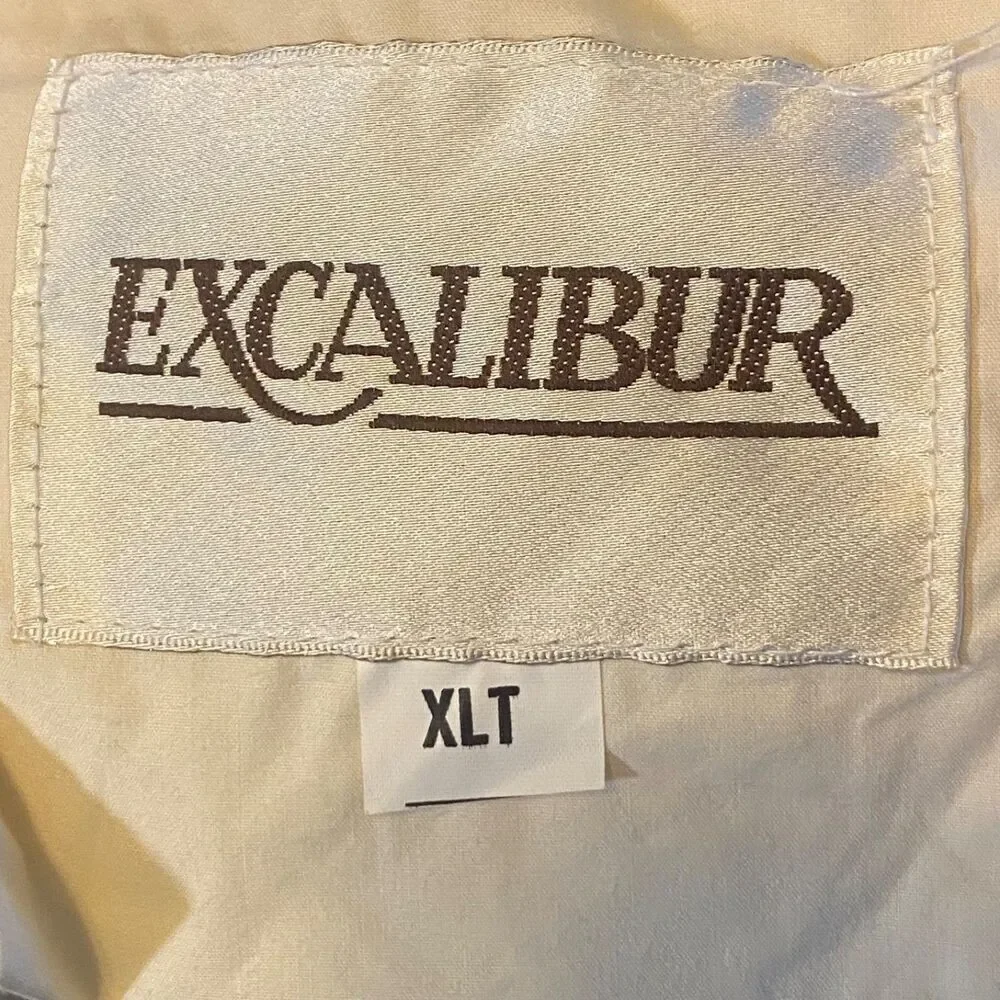Vintage Excalibur Down Filled Reversible Bomber Jacket Ivory Plaid 80s 90s